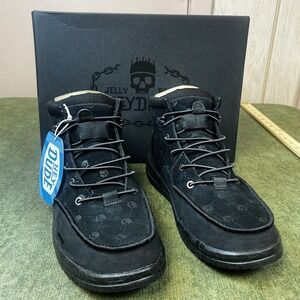 Size 11-Jelly Roll Hey Dude Suede Bradley Boot Black Skull Print Brand New